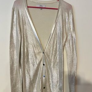 Robert Rodriguez Metallic Cotton Cardigan Sweater, Silver